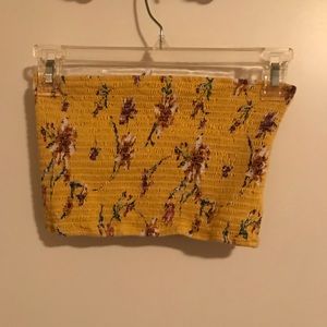 Yellow Floral Cropped Tube Top Me to We/ Pacsun
